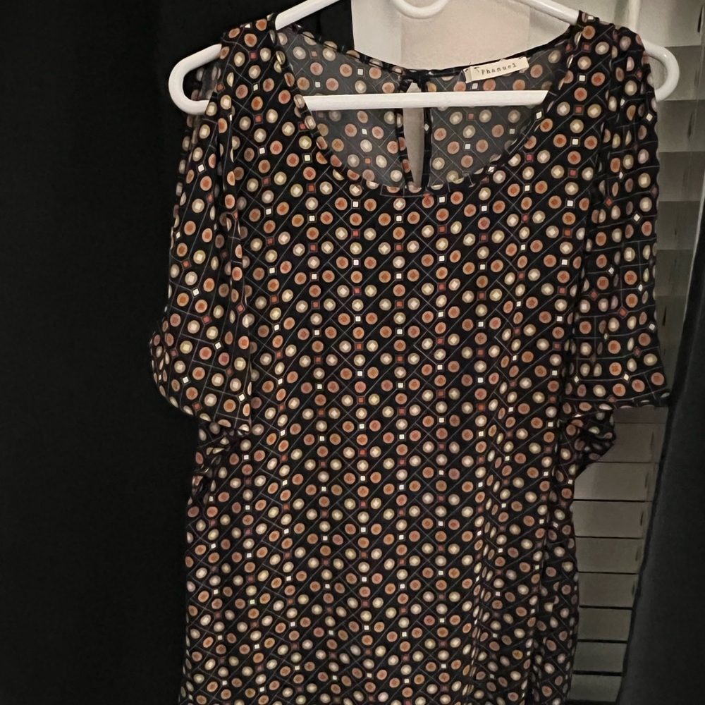 Art Deco Style Print Open Sleeve Blouse